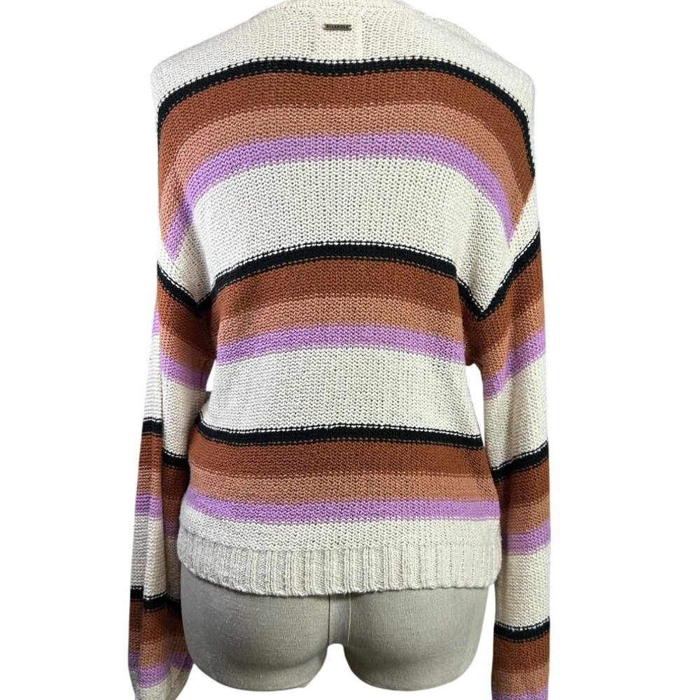 BILLABONG Seeing Double Sweater Sz L Multicolor Stripe Knit Cotton Blend - Picture 4 of 10
